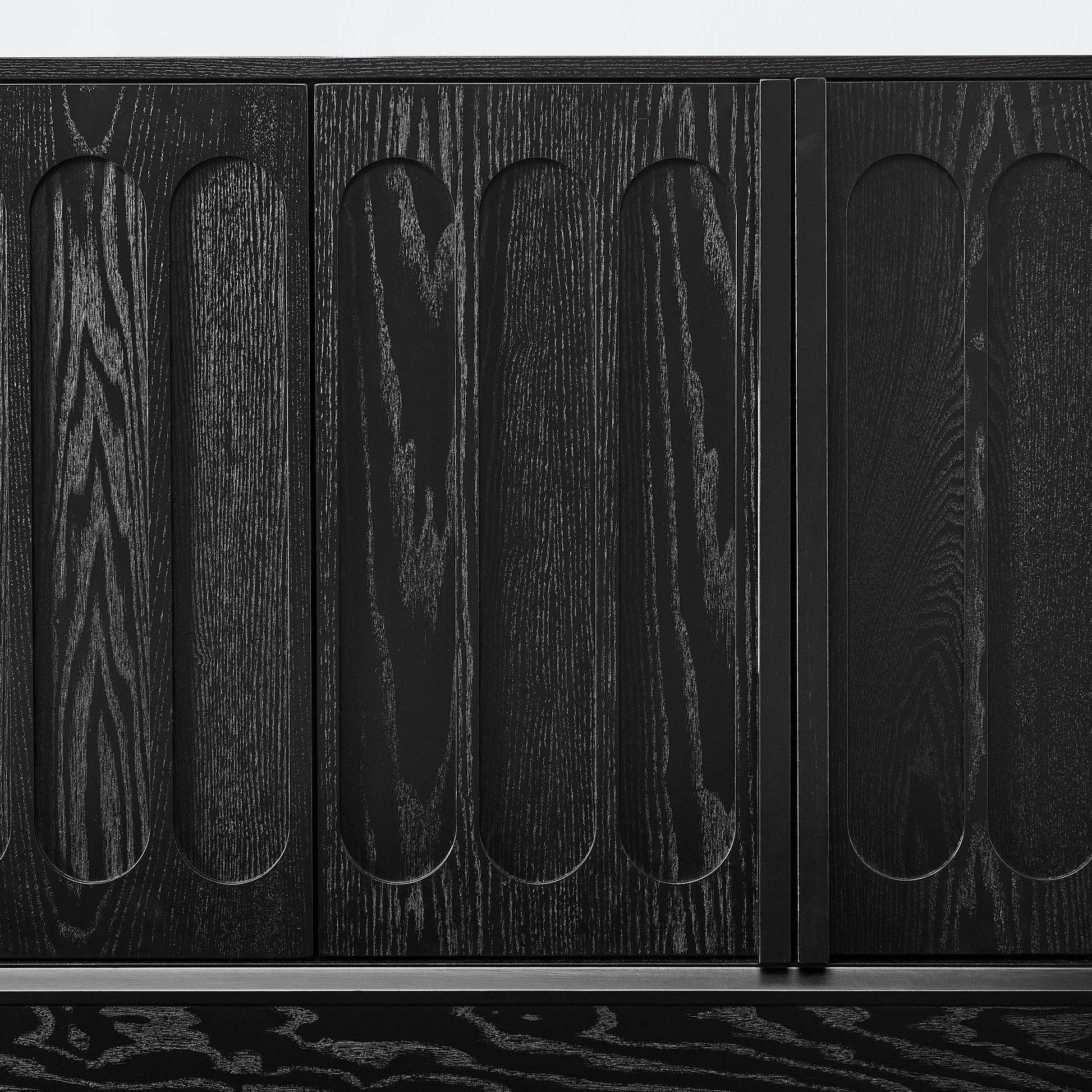 Mid Century Modern Fluted Sideboard Cabinet with Adjustable Shelves & Sturdy Base, Buffet Cabinet with Storage, Storage Cabinet for Living Room Entryway Hallway Dining Room Kitchen, Black image 7