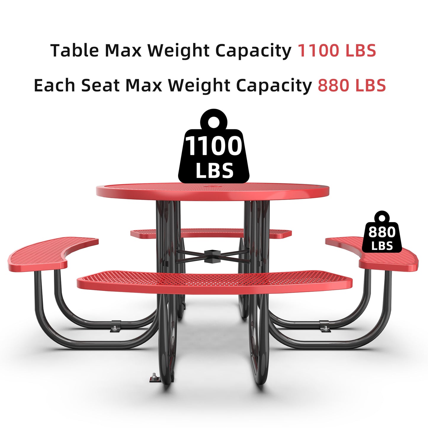 Red Round Table & Chair Set with Umbrella Hole image 2