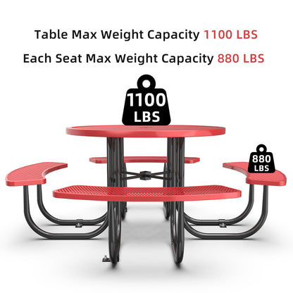Red Round Table & Chair Set with Umbrella Hole image 2