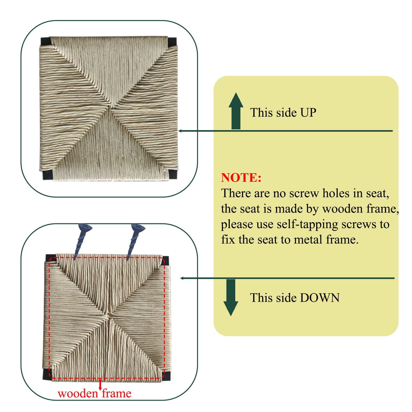 Creamy White Paper Rope Woven Bar Stools Set of 2 Hand Weave Counter Stool with footrest for Kitchen Island, Dining Room (Creamy White) image 6