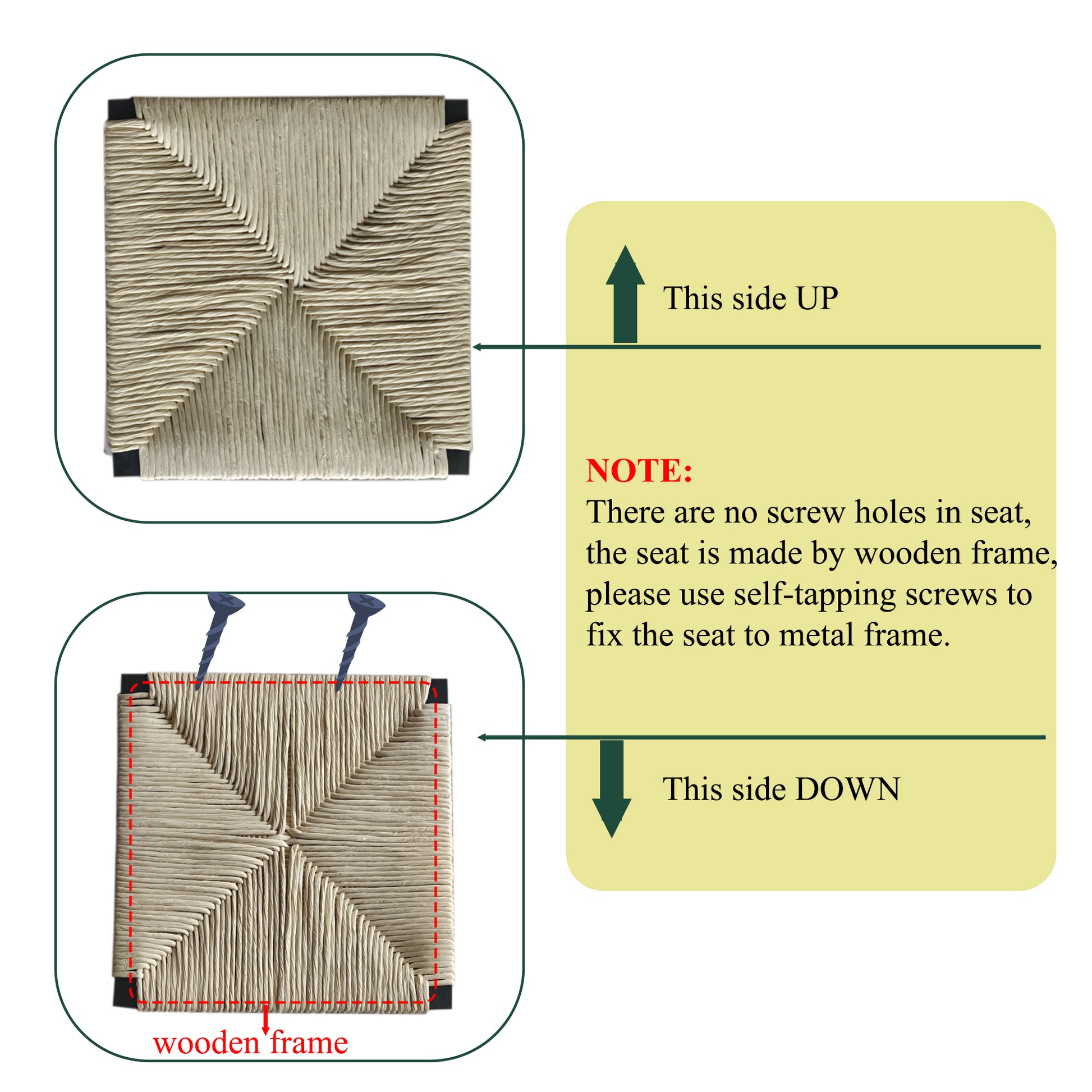 Creamy White Paper Rope Woven Bar Stools Set of 2 Hand Weave Counter Stool with footrest for Kitchen Island, Dining Room (Creamy White) image 6