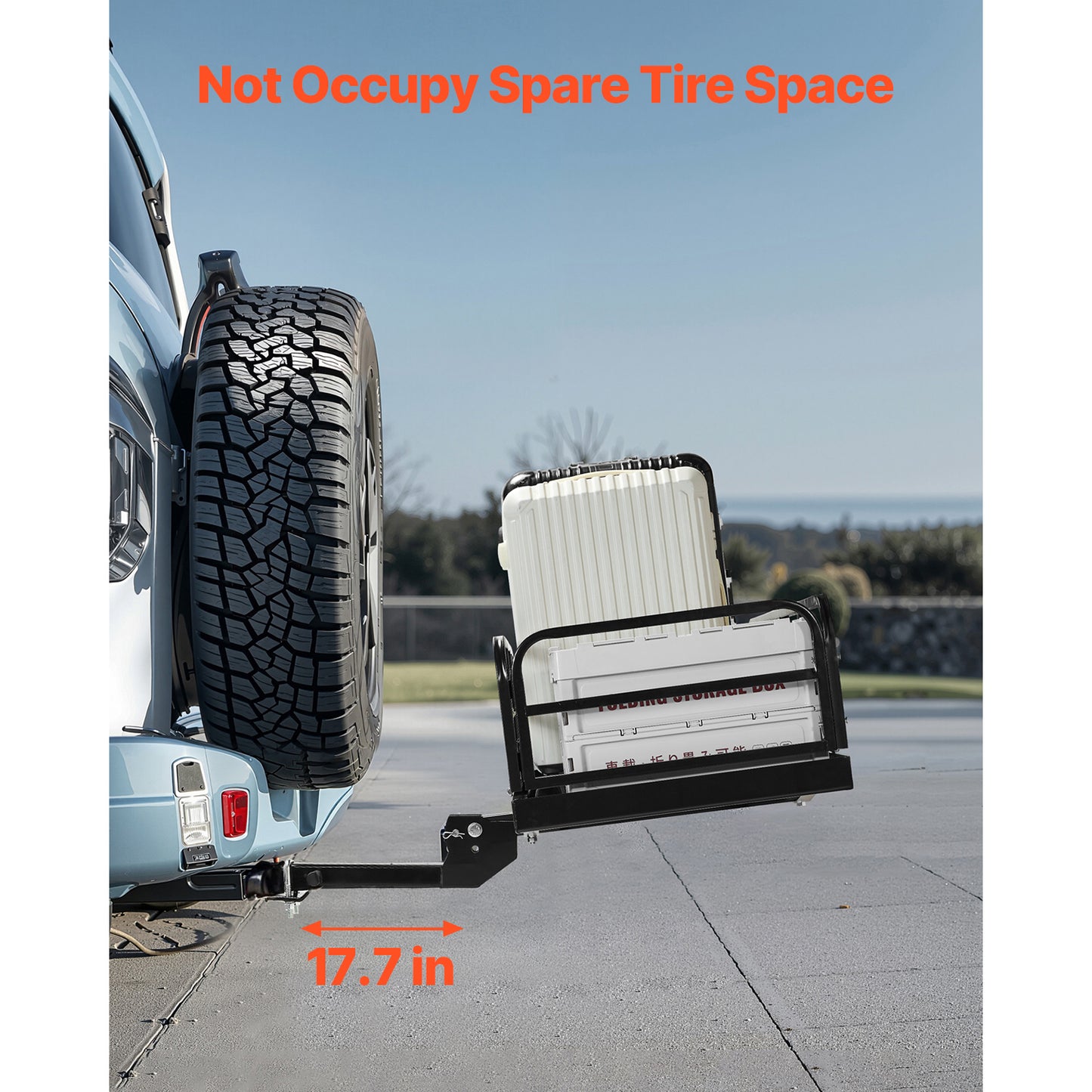 Hitch cargo carrier installed on SUV - 500 lbs capacity