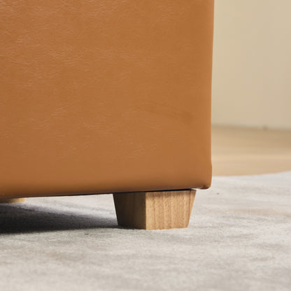 60.2'' Wide Upholstered PU Storage End of Bed Bench, Tufted Flip-Top Accent Window Bench Footrest Stool Ottoman with Legs for Living Room, Bedroom, Entryway, Dining Room, Dorm, Corner, Burnt Brown image 8