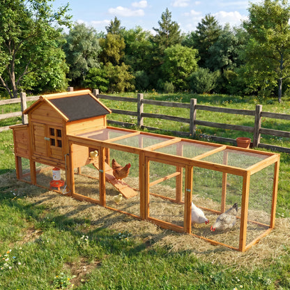 Large Chicken Coop with Run and Nest Box and Removable Tray, Hen House for 4-6 Chickens, Outdoor Weatherproof Small Animal Cages image 1