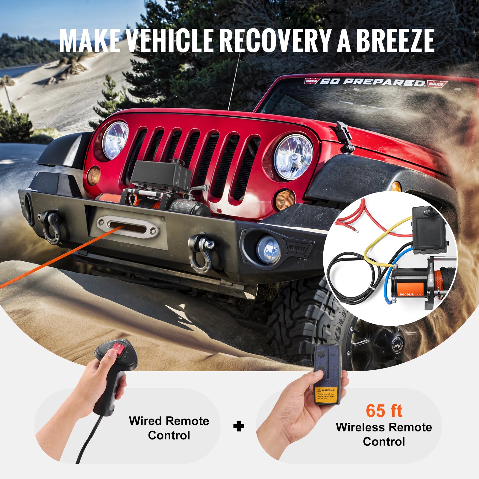 Electric Winch for Truck 6000 lb Synthetic Rope Waterproof Remote Control image 7
