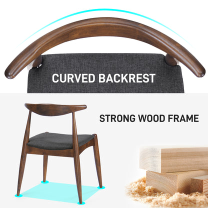 [Video] 5-Piece Dining Set 1 Table 4 Chairs, Rubberwood Frame, Faux Wood Tabletop, Retro - Elegant for Kitchen & Family Dining, Walnut+Charcoal (same sku: N759S002001F) image 6