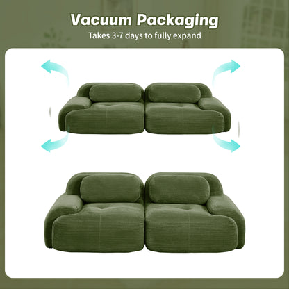 82'' loveseat sofa in luxuryCorduroy Fabric modular for free combo separation curved armrests,anti-slip design high-resilience sponge fits living rooms bedrooms Audiovisual Room,Olive green image 12