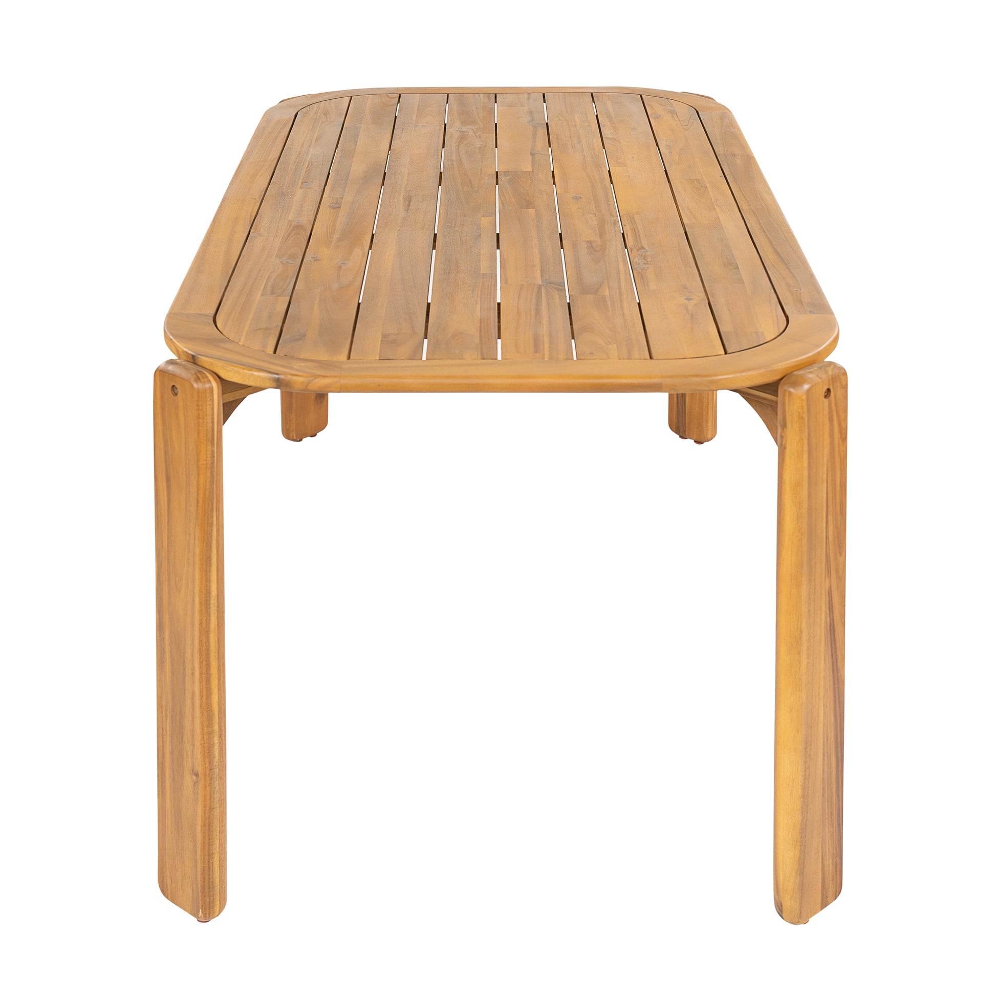 Kaja Outdoor Acacia Wood Dining Table, Teak Finish with Slat Design image 4
