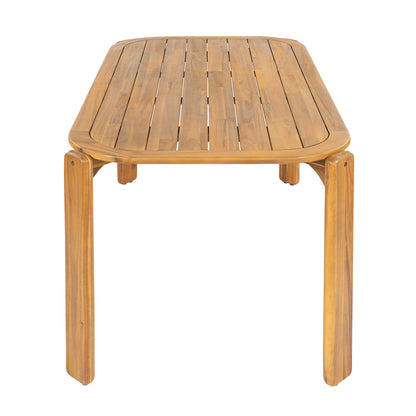 Kaja Outdoor Acacia Wood Dining Table, Teak Finish with Slat Design image 4