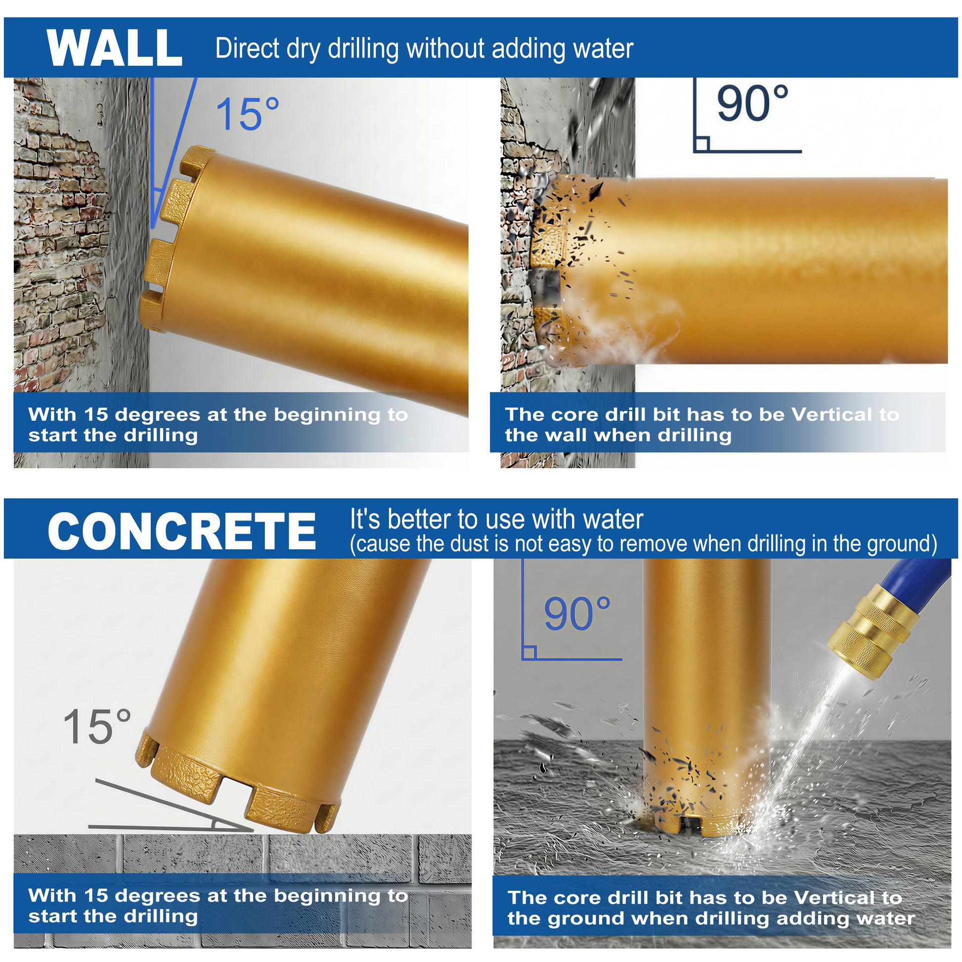 4 Inch Diamond Core Drill Bits,1-1/4"-7 Thread Diamond Core Bit for Cured Concrete with Rebar, Hard Masonry, Brick Block, Stucco, Stone,Mesh image 11