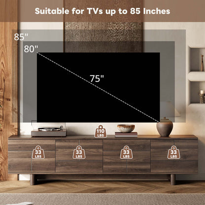 78 inch Modern TV Stand for TVs up to 85", Entertainment Center with with Solid Wood Legs, Cable Management, Push-Openers, Soft-Closing Hinges & Adjustable Shelves for Living Room image 6