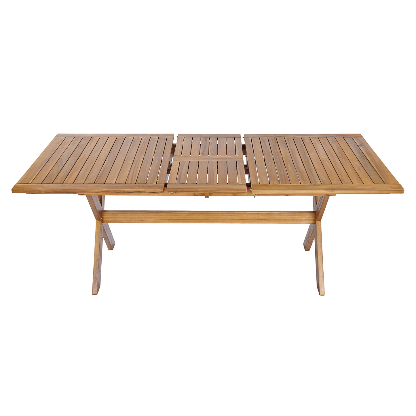 7 Pieces Acacia Wood Outdoor Dining Set with Cream Cushions,Modern 6 Chairs 1 Large Table,Dining Furniture Set for Lawn, Backyard, Garden Deck,Poolside,Teak image 7