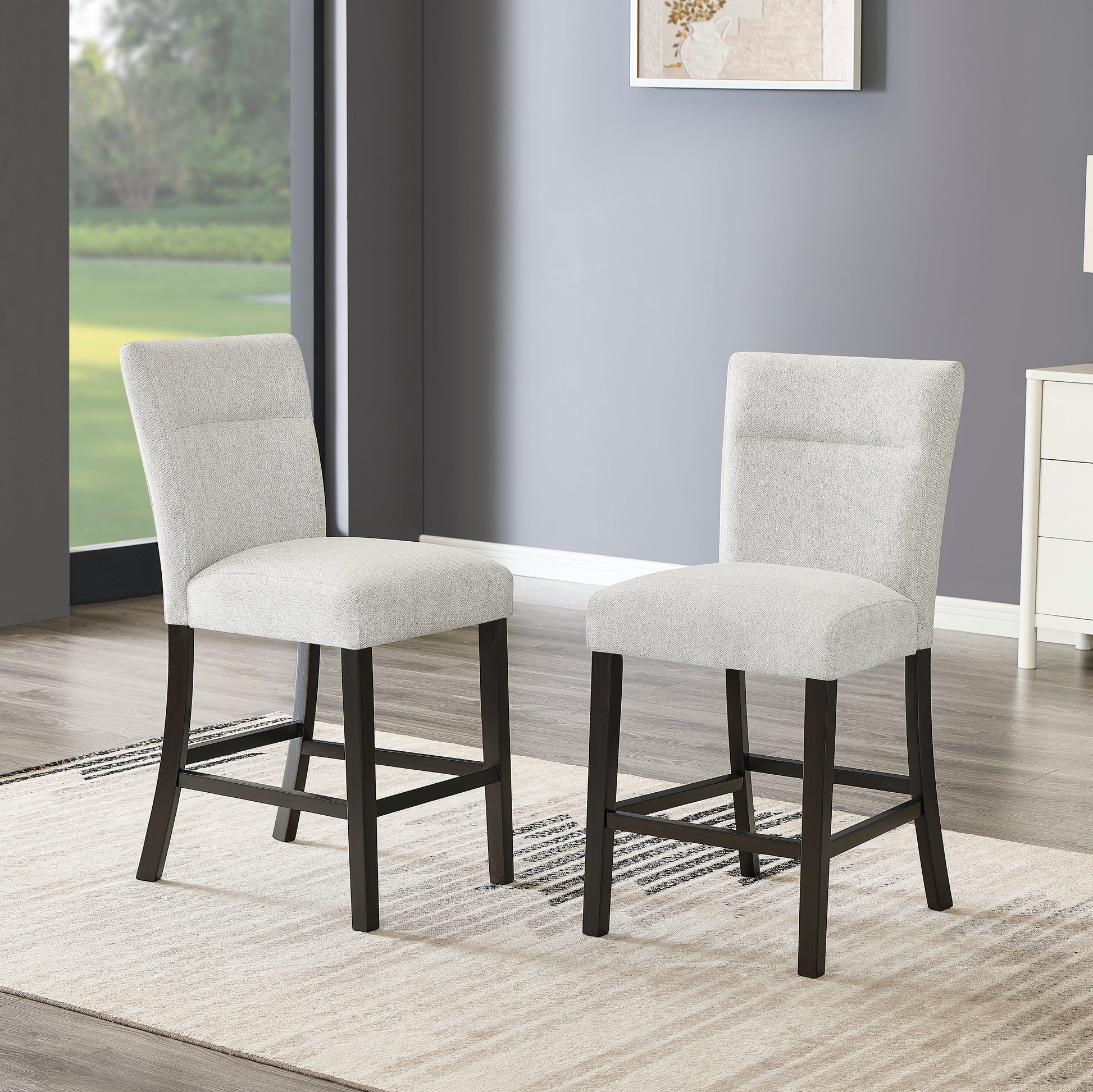 Cavira Modern Upholstered Counter Height Stools, Set of 2, Gray image 1