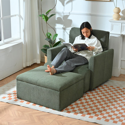 Oversized Chair w/Storage Ottoman, Wide Accent Armchair Chair for Living Room, Modern Lounge Chair, Upholstered Mid-Century Reading Chair, Comfy Living Room Chair, Deep Seat Sofa Couch(Dark Green) image 1