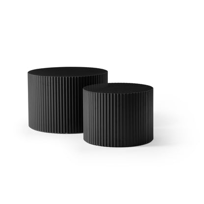 BLACK Round Nesting Table Set of 2,Handcraft MDF Coffee Table for Living Room/Leisure Area(Same Sku:W87682176) image 11