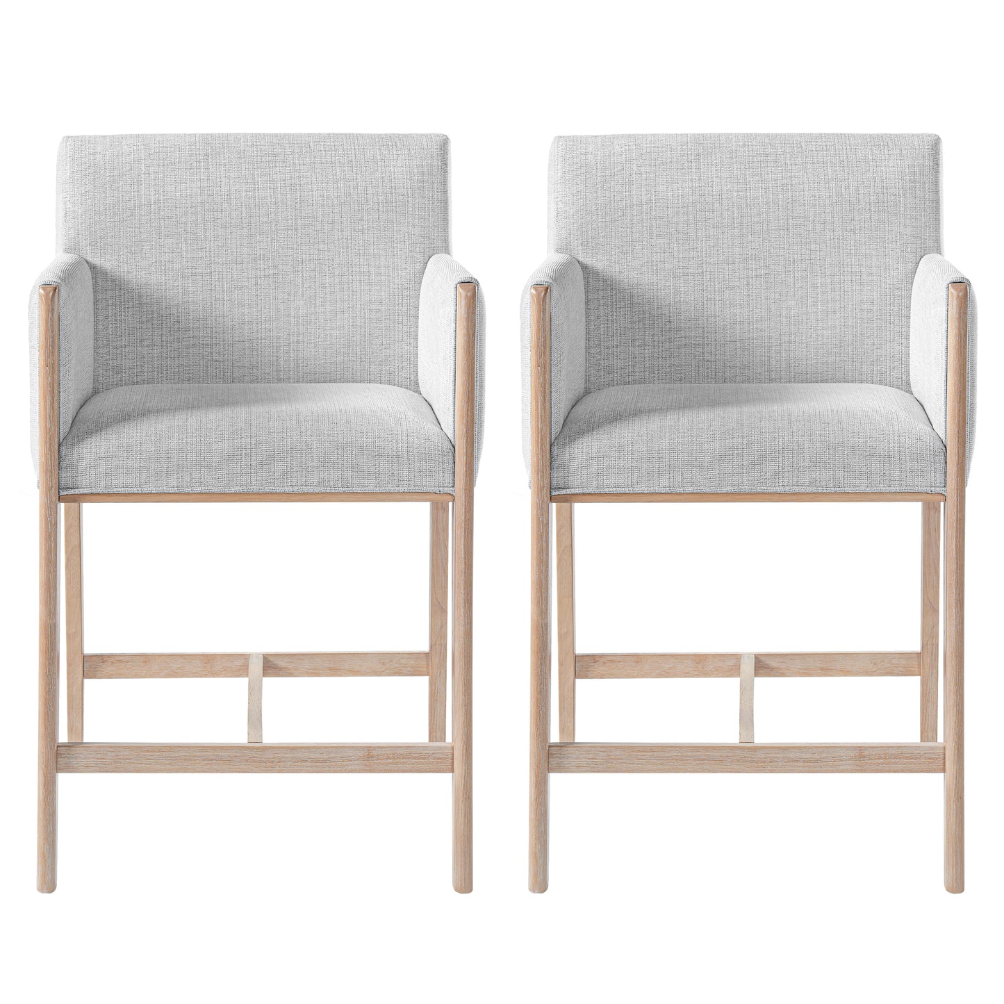 24'' Seat Height Upholstered Counter Stools with Arms for Kitchen Island/Dining Room, Set of 2 image 2