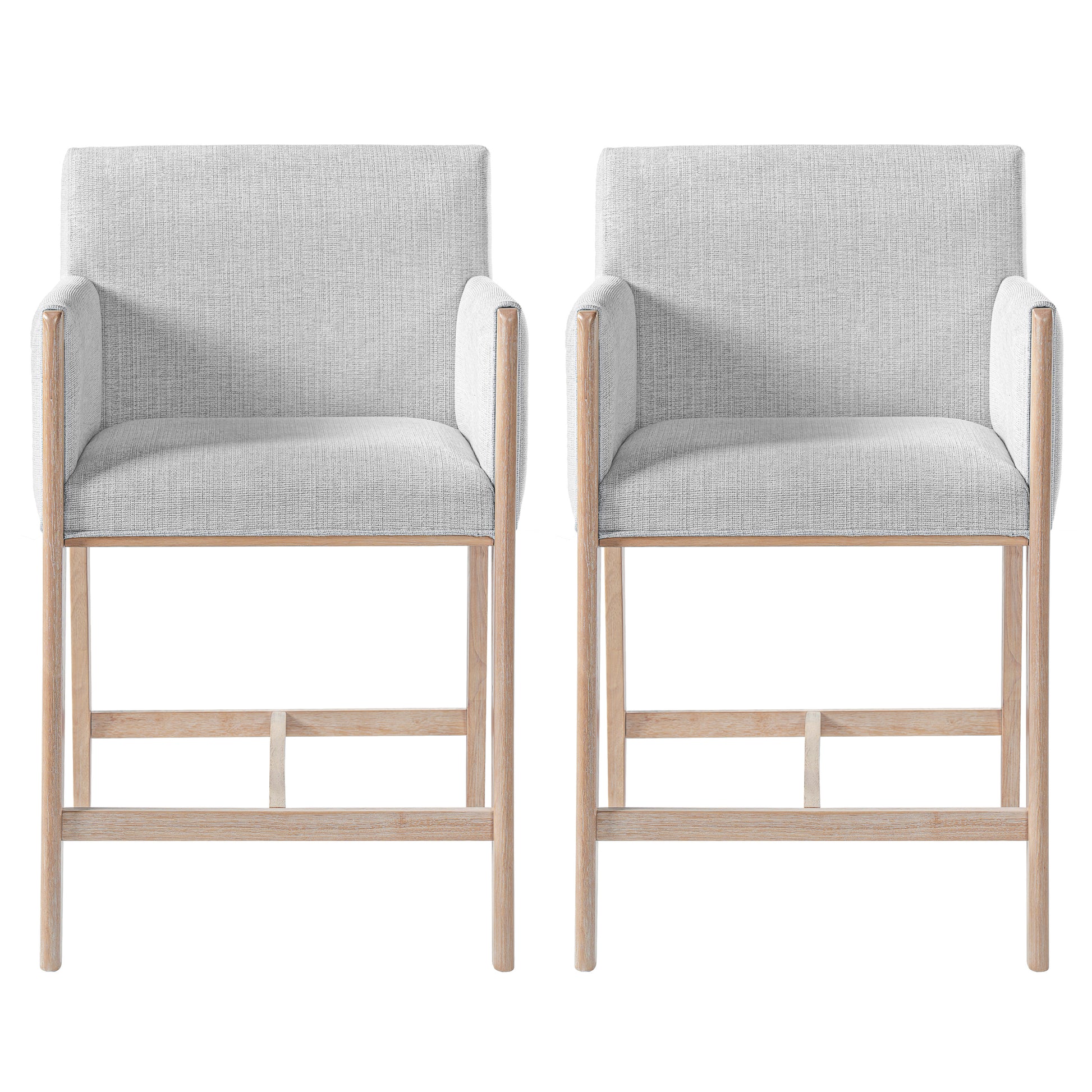 24'' Seat Height Upholstered Counter Stools with Arms for Kitchen Island/Dining Room, Set of 2 image 2