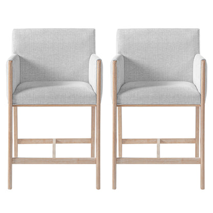 24'' Seat Height Upholstered Counter Stools with Arms for Kitchen Island/Dining Room, Set of 2 image 2