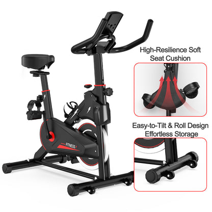 Indoor Exercise Bike, Stationary Cycling Bike with Monitor, Adjustable Resistance, Comfortable Seat & Handlebars, Stable Base, Portable Design Home Fitness Workout Cycle for Daily Indoor Use image 7