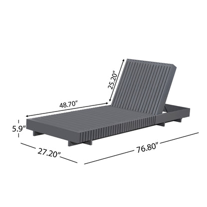 Dark Gray Acacia Solid Wood Outdoor Chaise Lounge with Cream Water-Repellent Cushion, 400lbs Capacity, Modern Patio Sun Lounger for Garden, Poolside image 2