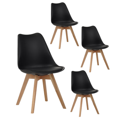 Set of four dining chairs, medieval modern style dining chairs for kitchen and dining room, with wooden legs, black image 1