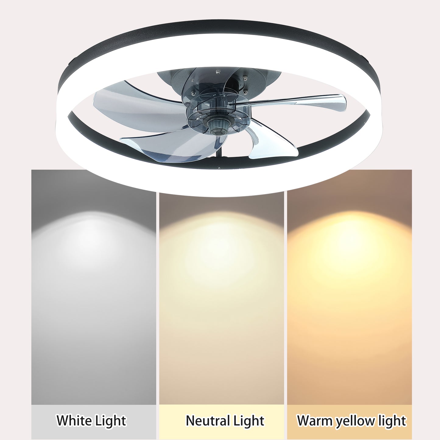 20'' Ceiling Fan with Light, Upgraded Low Profile Fan, Flush Mount Ceiling Fan, 6 Speeds, Dimmable LED, App & Remote Control, Quiet DC Motor, for Bedroom, Living Room,Black image 5