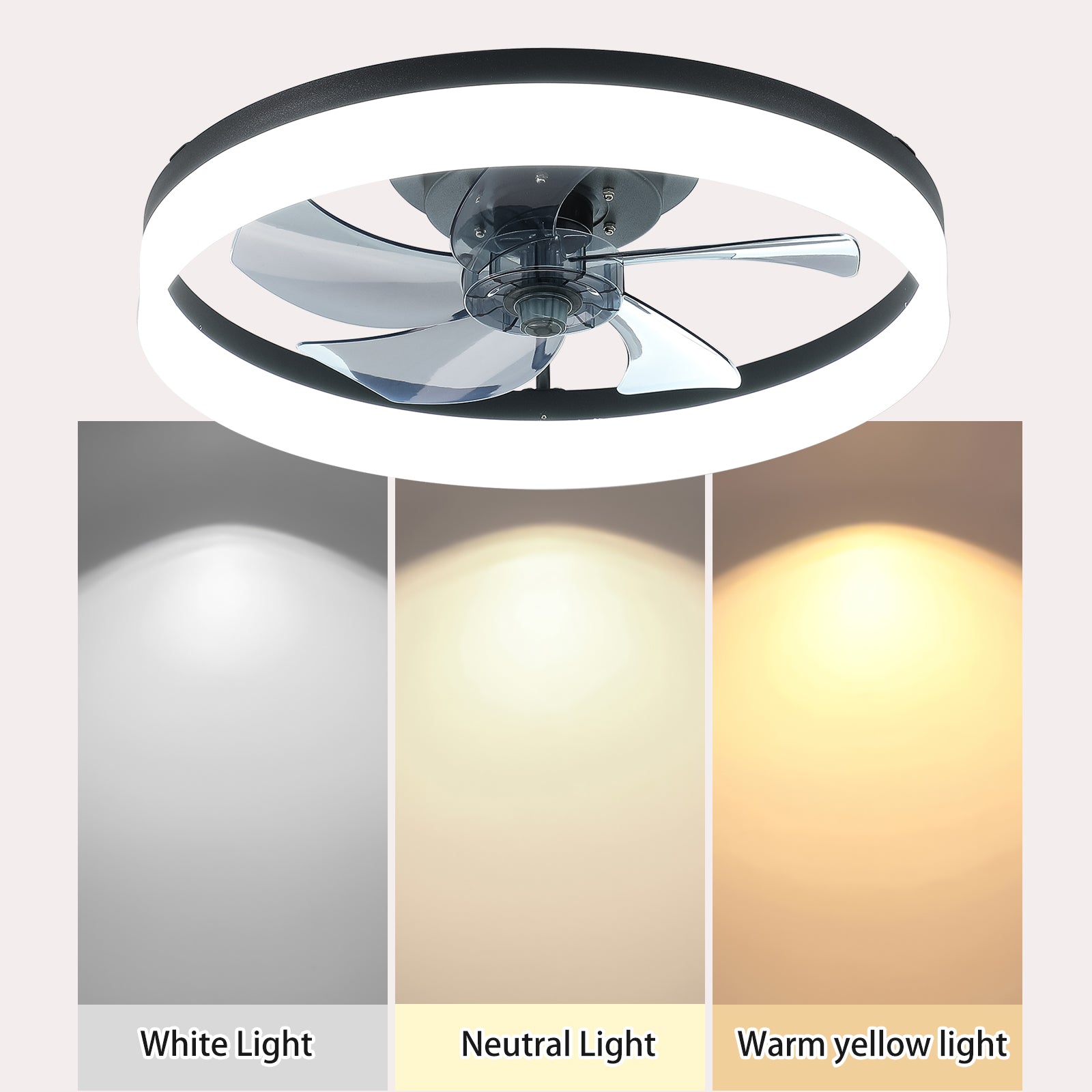 20'' Ceiling Fan with Light, Upgraded Low Profile Fan, Flush Mount Ceiling Fan, 6 Speeds, Dimmable LED, App & Remote Control, Quiet DC Motor, for Bedroom, Living Room,Black image 5