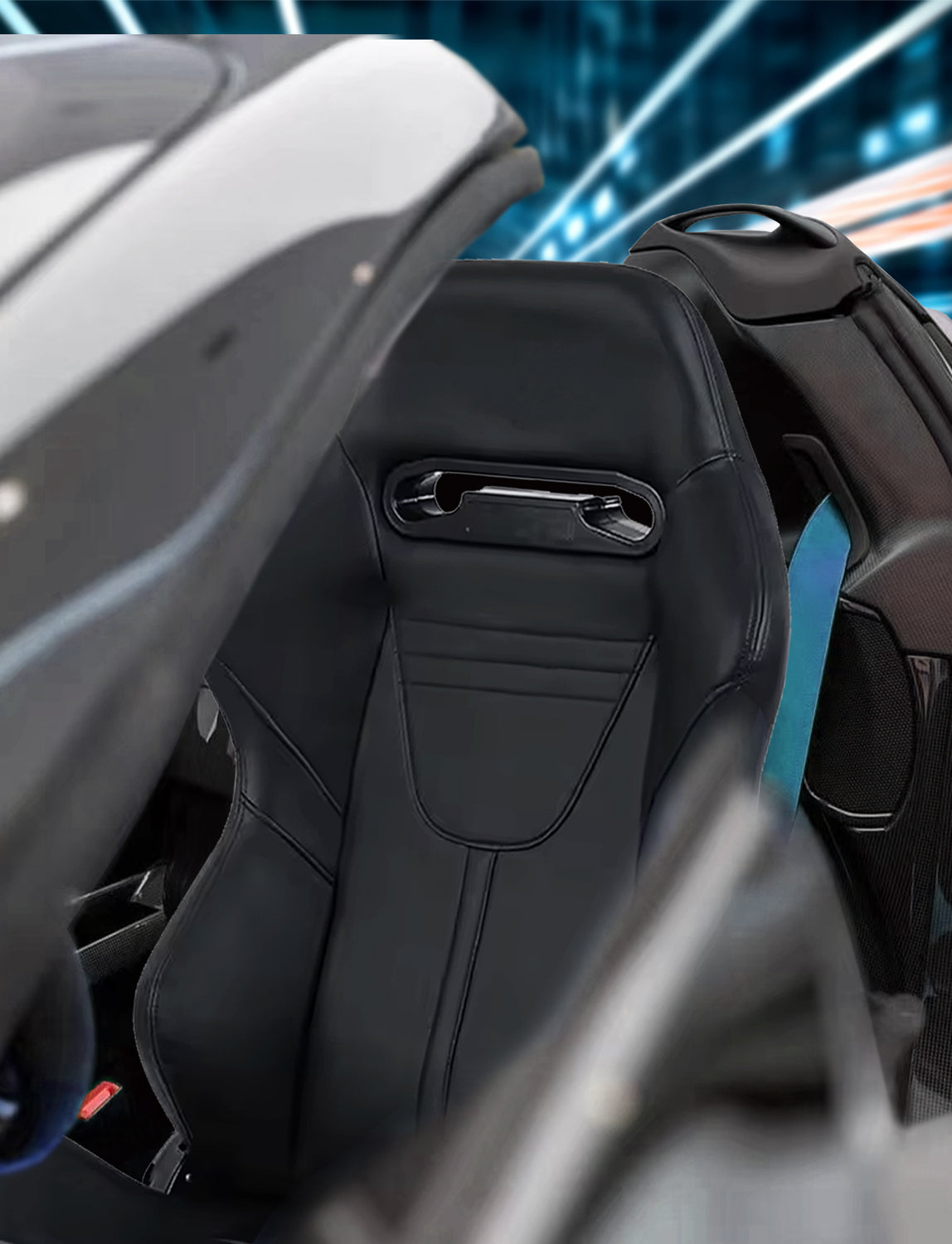 2PC Universal Racing Seats Stitch PVC Leather Reclinable Carbon Look Leather With Adjustor Slider(Not Including Seat Bracket) 1 box of 2 pieces 8010 new image 2