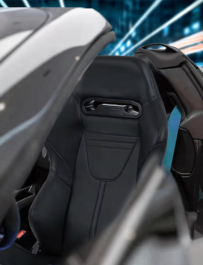 2PC Universal Racing Seats Stitch PVC Leather Reclinable Carbon Look Leather With Adjustor Slider(Not Including Seat Bracket) 1 box of 2 pieces 8010 new image 2