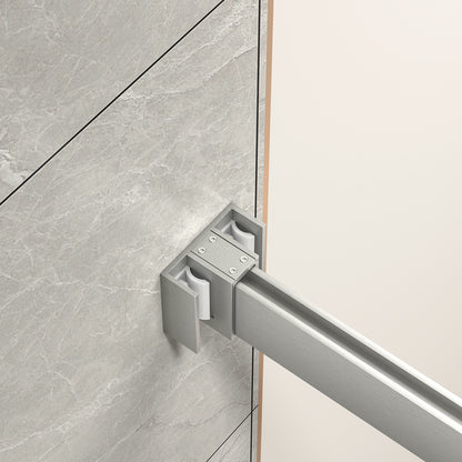 55"-60" W x 76" H Brushed Nickel Reversible Installation Double Bypass Sliding Shower Door Easy Installation Frameless Shower Door,5/16"(8MM) Tempered Glass With Nano Explosion-proof Film image 6