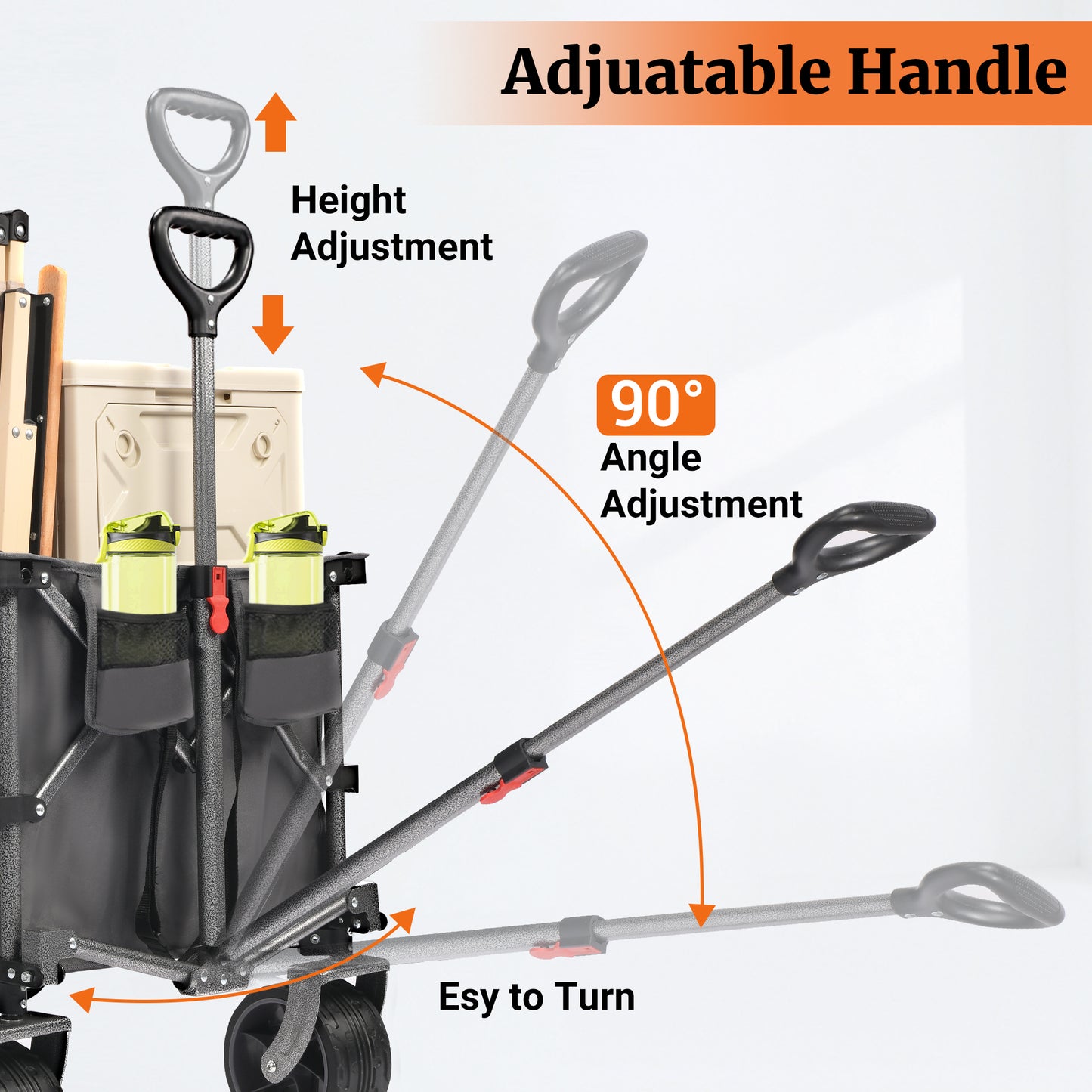 PORTABLE 400L Collapsible Wagon, Folding Wagon Cart, Beach Wagon with Big Wheels, 450LB Heavy Duty Foldable Wagon, Large Capacity Wagon for Camping, Sports, Garden, Baseball image 6