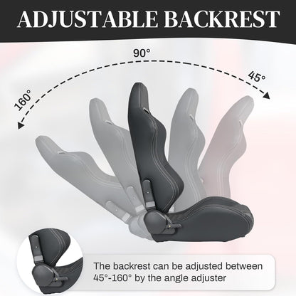 Driver's side 1PC Universal Racing Seats Stitch PVC Leather Reclinable Carbon Look Leather Back With Adjustor Slider(Not Including Seat Bracket) 1 box of 1 pieces image 7