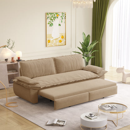 73.2" Queen Pull Out Sofa Bed,3-in-1 Convertible Sleeper Sofa,Multi-Functional Corduroy Loveseat Bed,Camel(Old sku:W1885S00234) image 6