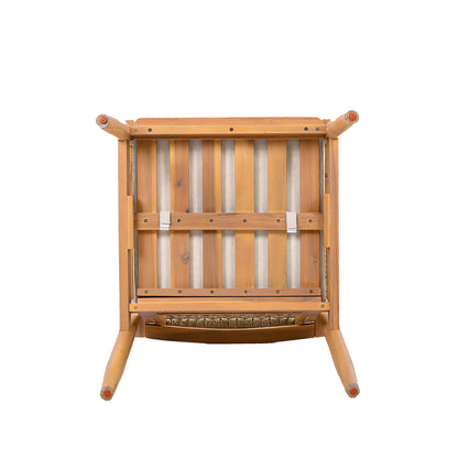 Outdoor Dining Chairs Set of 2, Acacia Wood Patio Armchair with Multi Brown Rope Design Back and Arms and Beige Washable Cushion,for Backyard, Poolside, Garden,Light teak image 12
