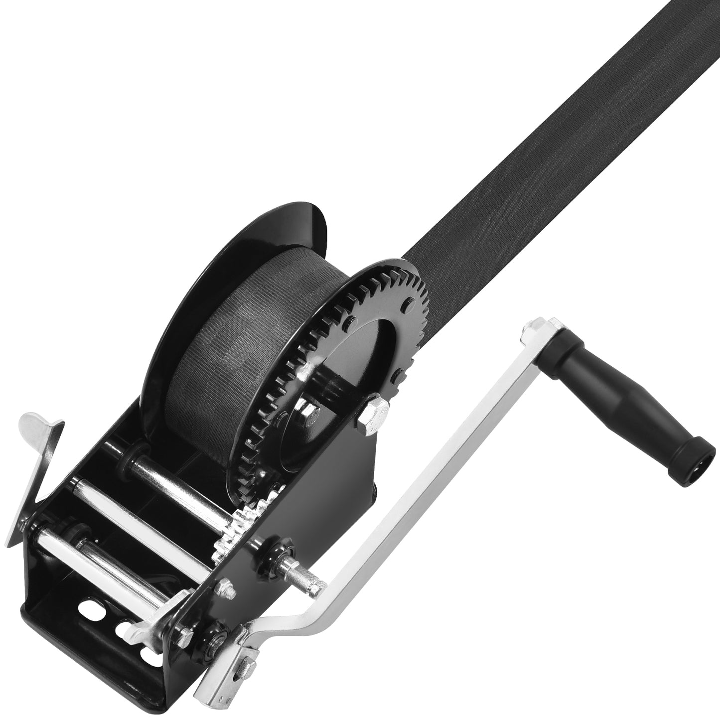 Hand Winch, 3500 lbs Pulling Capacity, Boat Trailer Winch Heavy Duty Rope Crank with 33 ft Polyester Strap and Two-Way Ratchet, Manual Operated Hand Crank Winch for Trailer, Boat or ATV Towing image 4