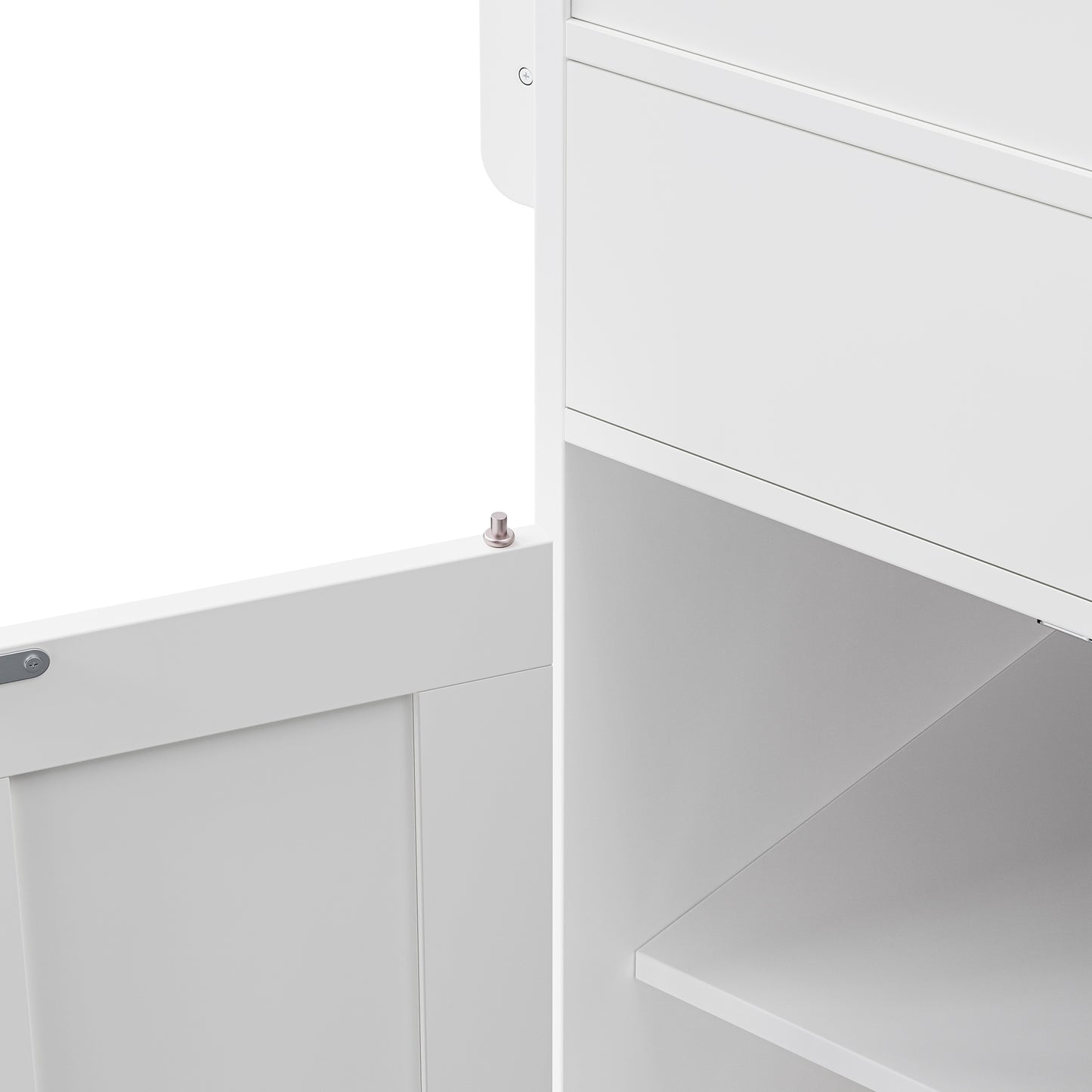 K&K 74.5 inch Kitchen Island with Extendable Dining Table, Rolling Kitchen Island on Wheels with Spice Rack and 2 Drawers, 4 Door Cabinet, for Kitchen, Dining Room, White (One Package) image 8