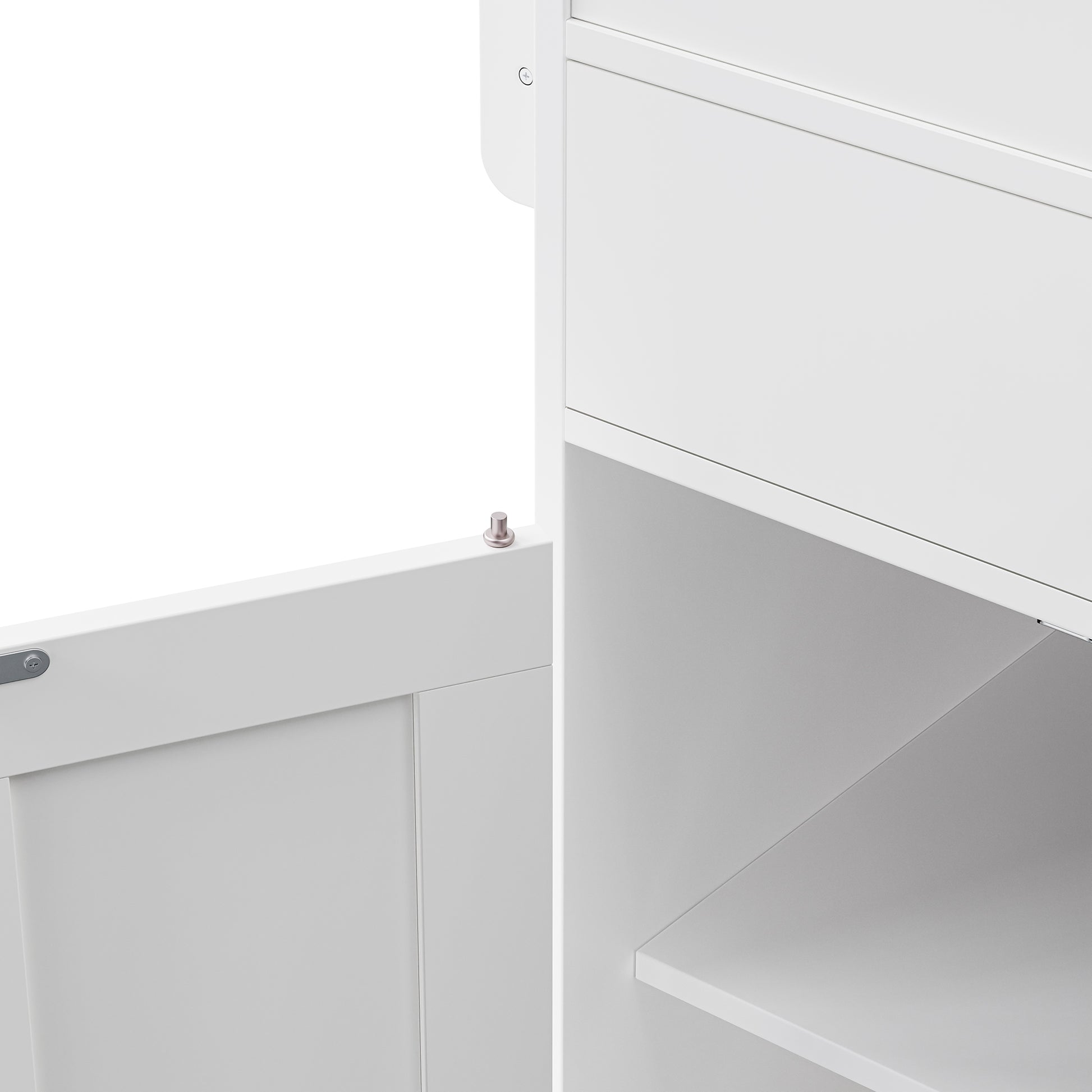 K&K 74.5 inch Kitchen Island with Extendable Dining Table, Rolling Kitchen Island on Wheels with Spice Rack and 2 Drawers, 4 Door Cabinet, for Kitchen, Dining Room, White (One Package) image 8