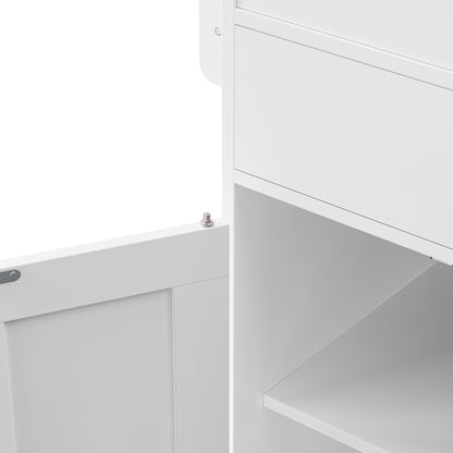 K&K 74.5 inch Kitchen Island with Extendable Dining Table, Rolling Kitchen Island on Wheels with Spice Rack and 2 Drawers, 4 Door Cabinet, for Kitchen, Dining Room, White (One Package) image 8