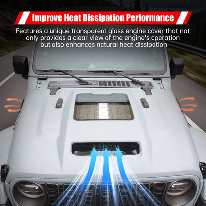 Space-Capsule Style Hood/Heat Dispersion Hood Compatible with 2018-2026 Jeep Wrangler JL JLU & 2020-2026 Gladiator JT Replacement Hood(Not for Mojave&392 Model) image 2