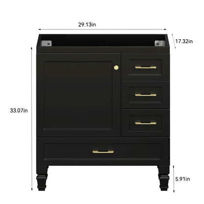 30"Black Bathroom Vanity. Abundant Storage Cabinet -2 Soft close doors and 4 drawers (excluding the ceramic basin) image 3