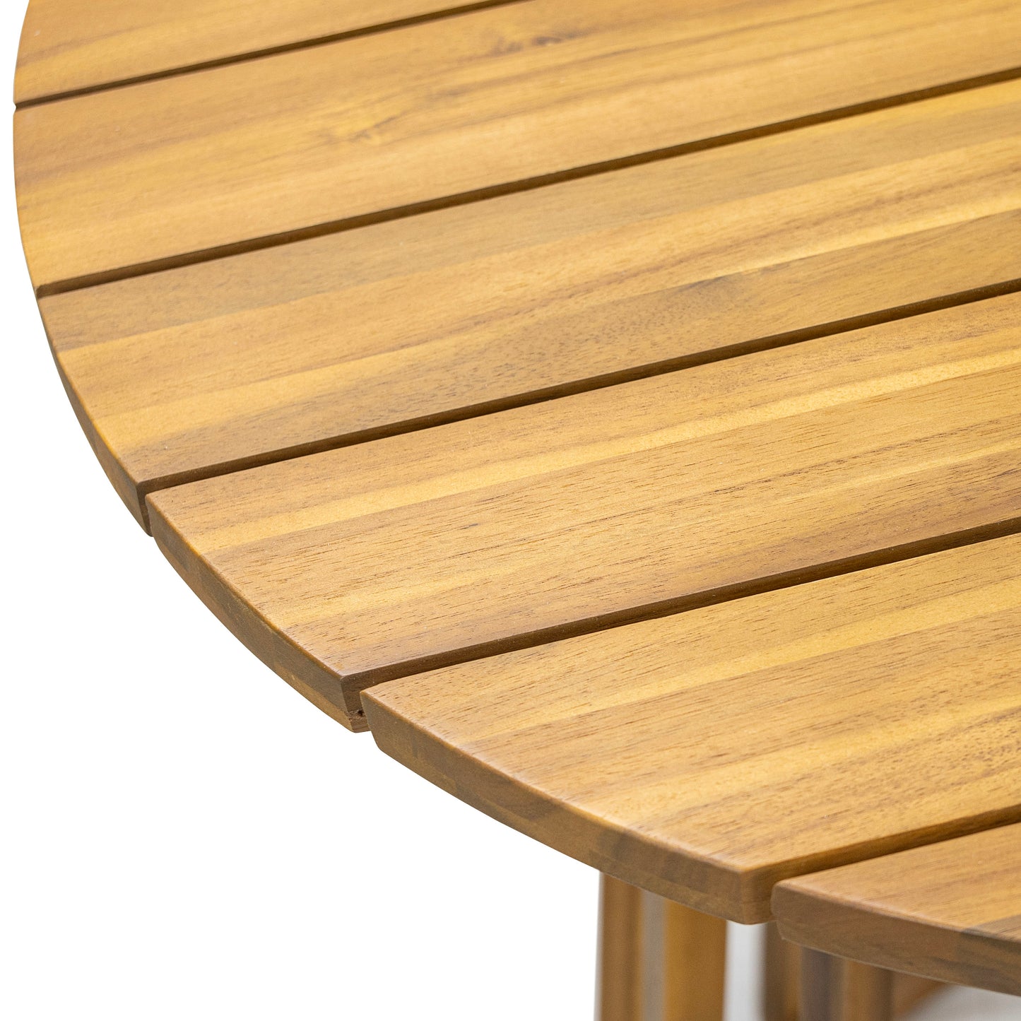 Outdoor 3-Pieces Acacia Wood Dining Set,Round Bistro Set, Teak image 9