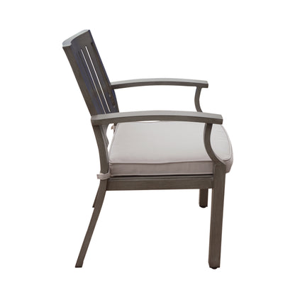 Outdoor Modern Aluminum Dining Chair with Cushion (Set of 2), Dark Gray and Silver image 6