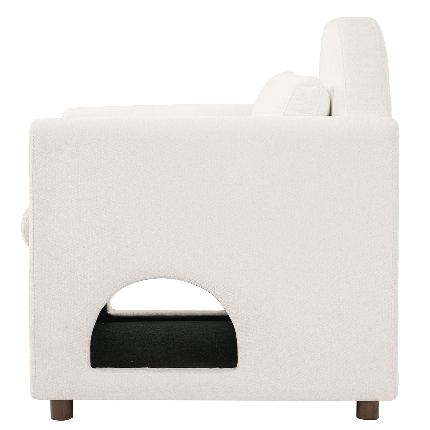 Beige Pet Friendly Accent Chair with Hidden Pet Nook, Acacia Wood Legs, 220lbs Weight Capacity, Modern Upholstered Armchair for Living Room image 8