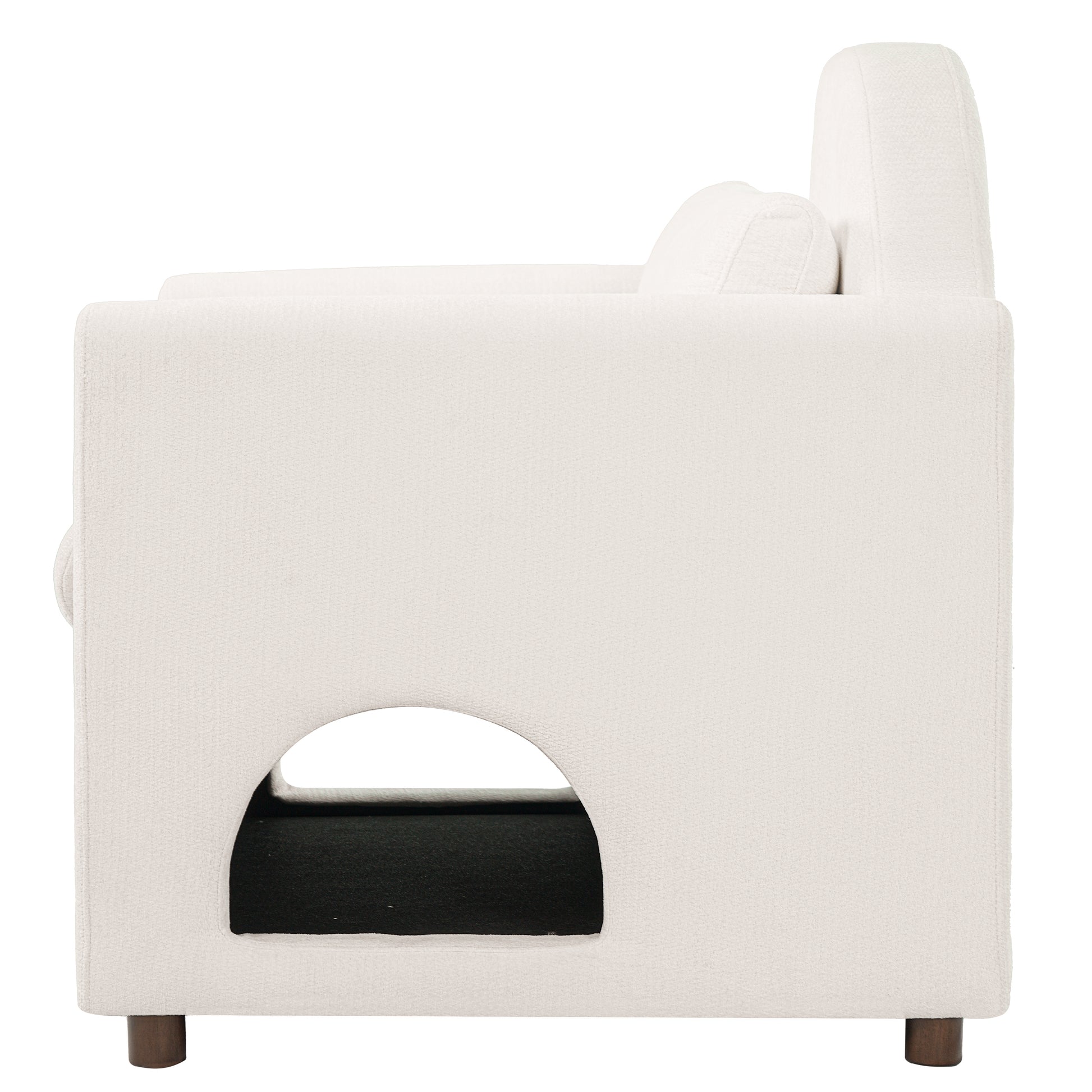 Beige Pet Friendly Accent Chair with Hidden Pet Nook, Acacia Wood Legs, 220lbs Weight Capacity, Modern Upholstered Armchair for Living Room image 8