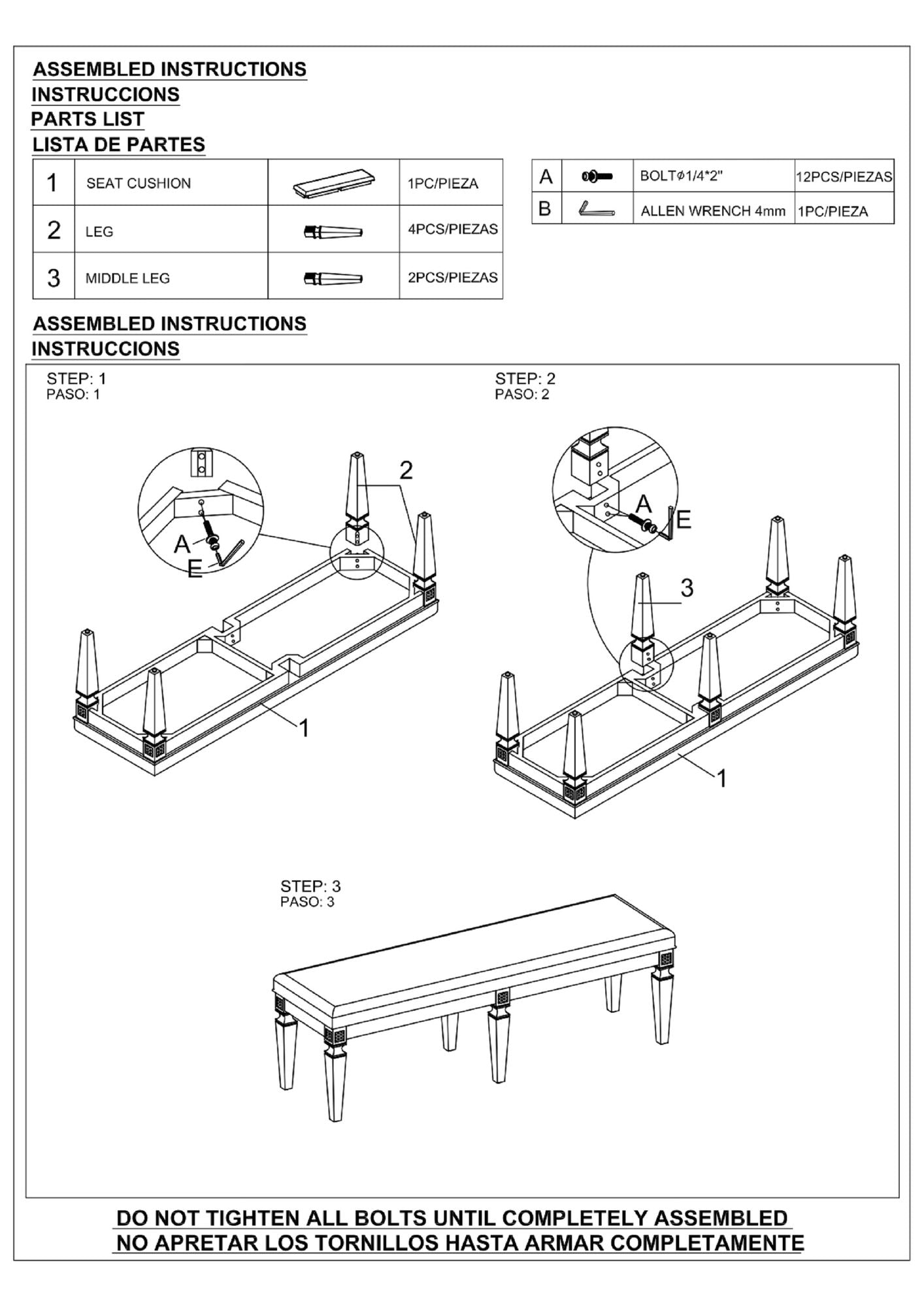 1-Pc Modern Glam Long Bench Upholstered Seat Sparkling Embellishments Silver Gray Finish Furniture Bedroom Living Room D image 6