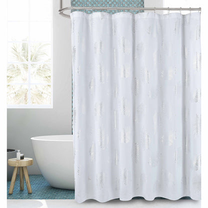 1 Piece Glitterr Foil Palm Tree Leaf Printed Shower Curtain, Modern Tropical Fabric Shower Curtains for Bathroom Decor,  image 2