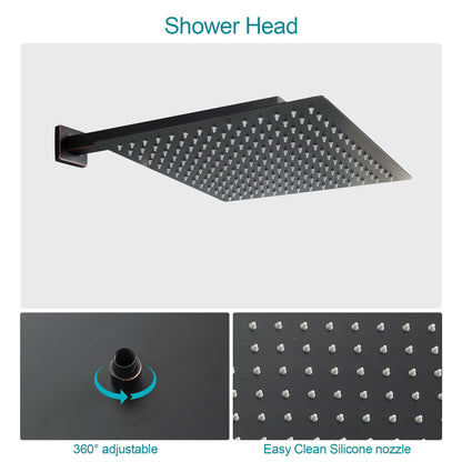 10 in./12 in. Wall Mount Square All-in-one High Pressure Rainfall Shower Head with Brass Handheld Spray and Stainless St image 7
