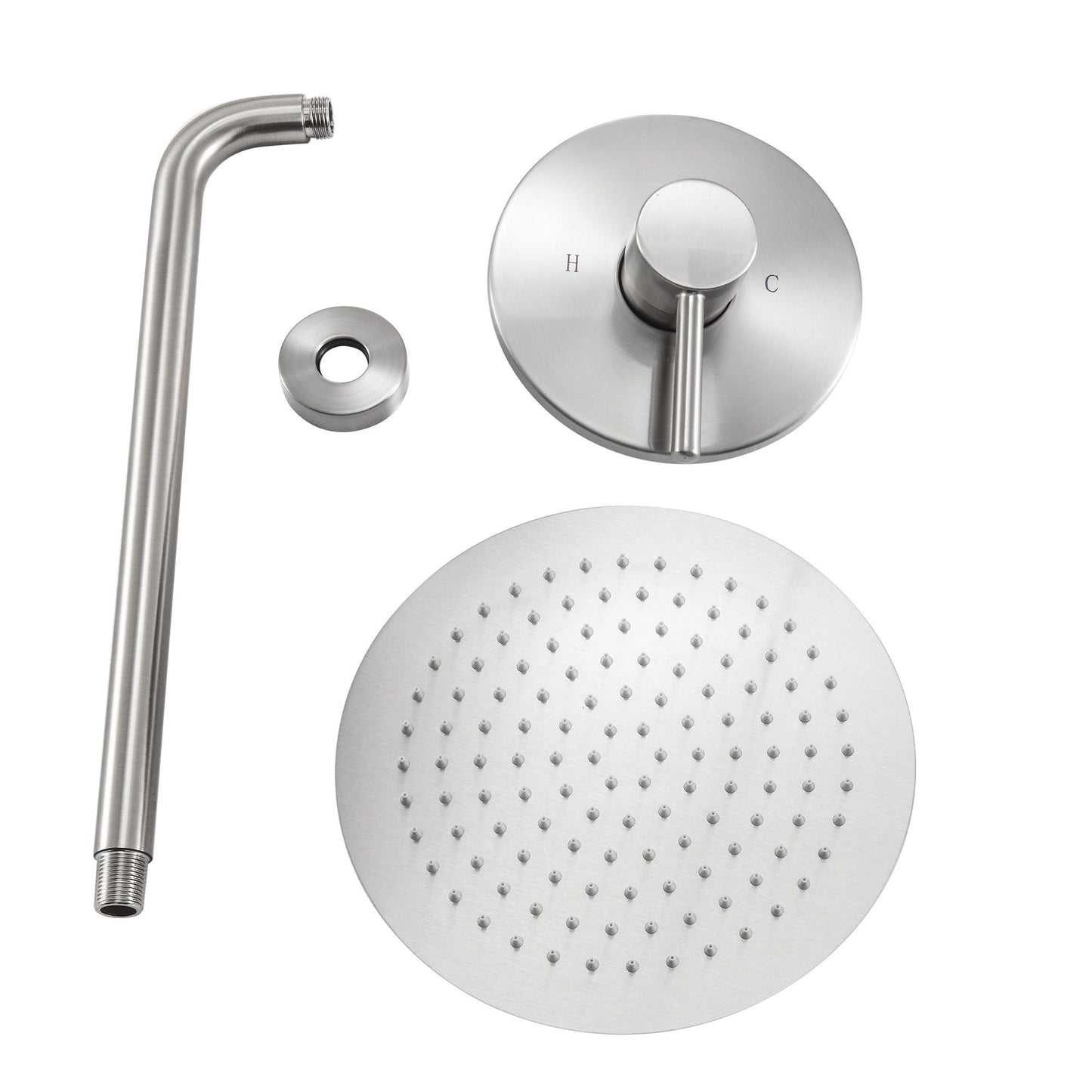 10-inch Round High Pressure Rain Wall Mount Concealed Shower Head whit Brass Shower Arm image 6