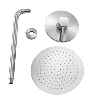 10-inch Round High Pressure Rain Wall Mount Concealed Shower Head whit Brass Shower Arm image 6