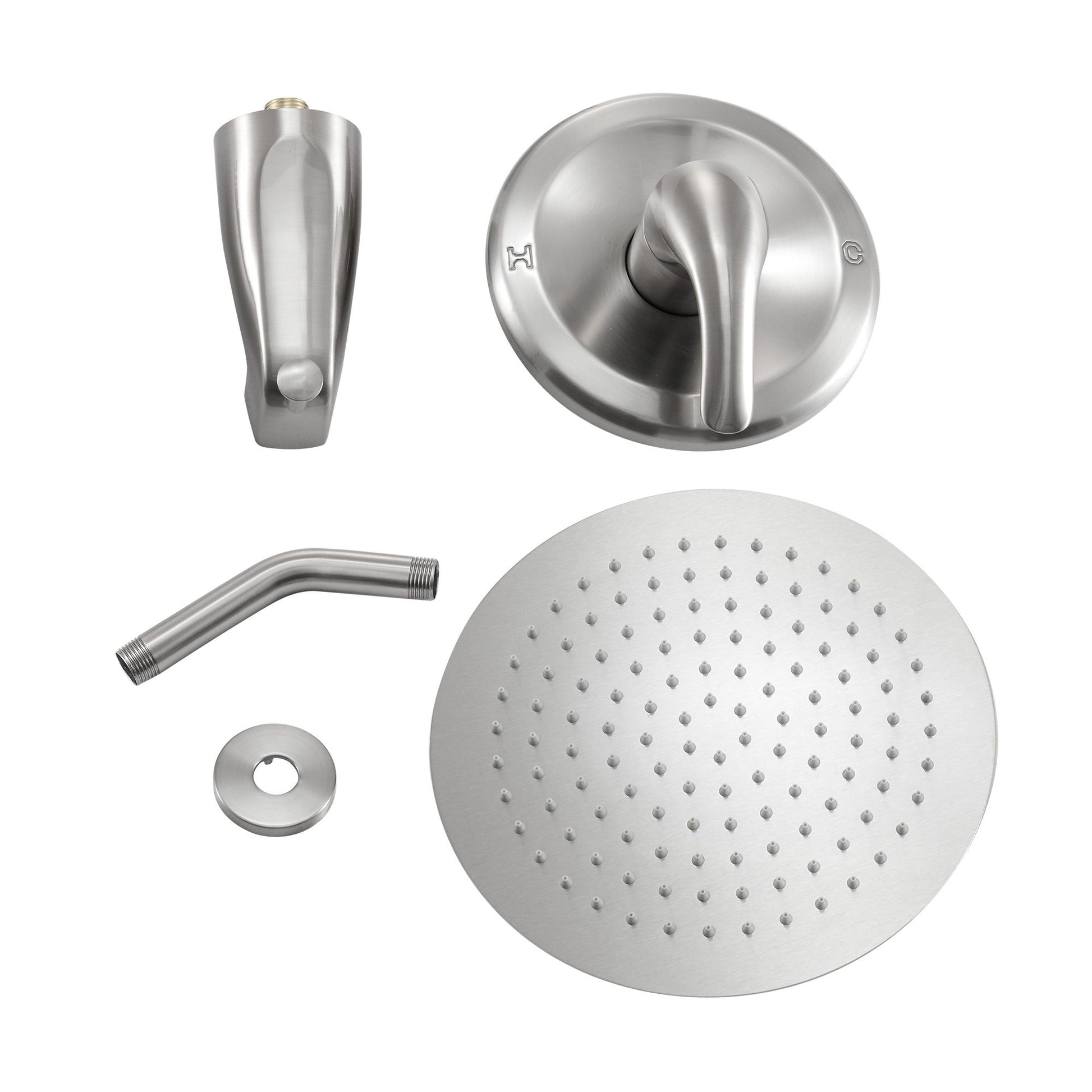 10 inch Wall Mount Concealed Round High Pressure Rainfall Shower Head with Brass Shower Arm and Shower Faucet Set image 7